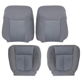 NLQR Driver & Passenger Side Bottom & Top Lean Back Replacement Cloth Seat Covers Steel Gary Compatible with Ford F150 XL XLT STX XTR 2011 2012 2013 2014