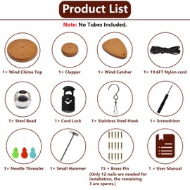 Wind Chime Replacement Parts, 28 PCS Windchime Repair Kit Including Round Top, Clapper, Wind Catcher, 19.6FT Nylon Cord, DIY Wind Chime Supplies (Yellow)