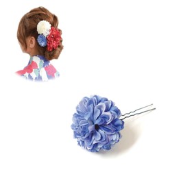 [Noelmarket] Yukata Hair Ornament, Hair Accessories, Flowers, Kimono, Coming-of-Age Ceremony, Shichi-Go-San Kimono, Front Shoot Kimono, Japanese Clothing, Hairpin, U-pin Hair Clip (Ruriiro (Small Flowers, U-Pins, 1 Piece)