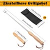 Tiardey 2Pcs BBQ Skewers Wooden, Handle Long Campfire Telescopic BBQ