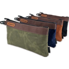 WELKINLAND Heavy-Duty Canvas Tool Pouch - 4PCS, 12" Waxed Canvas Zipper Tool Pouch