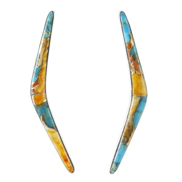 Turquoise Earrings 925 Sterling Silver & Genuine Gemstones (Spiny Turquoise)