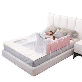 OCBAiLi Bed Rail Bumpers for Toddlers, for Elderly Adults Safety, Adjustable Bed Side Guard Rails for Kids, Twin, Bunk, Queen & King Full Size Beds（Pink, 2 Packs）