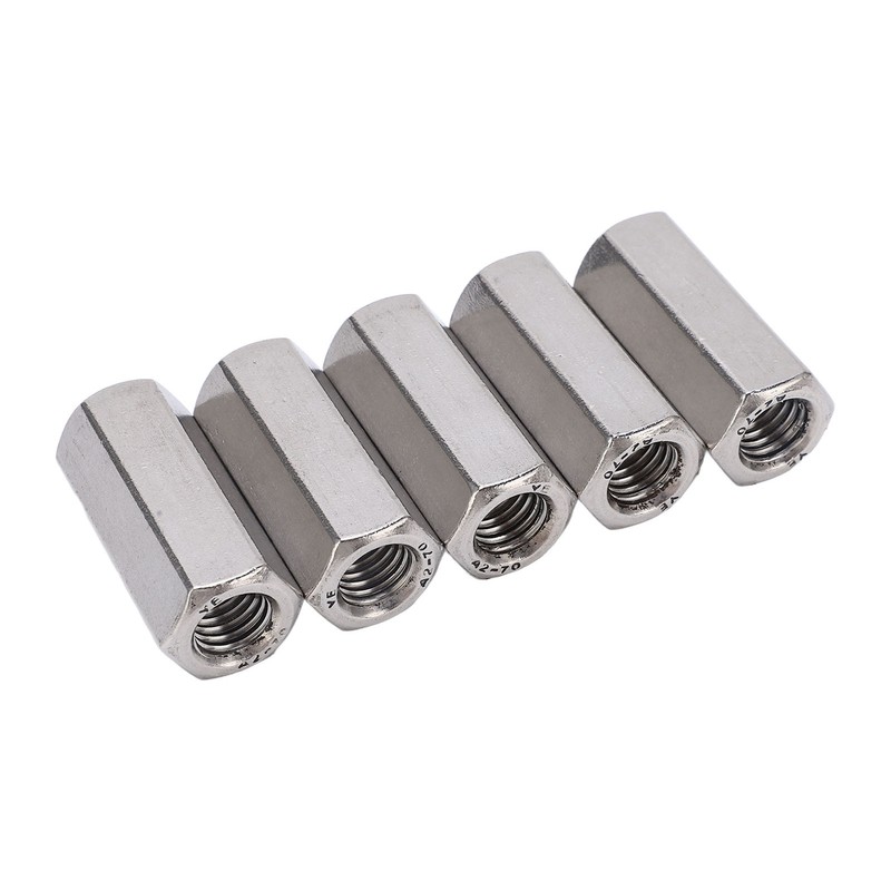 5Pcs Coupling Nut Hex Stainless Steel Anti Corrosion M12 Connector