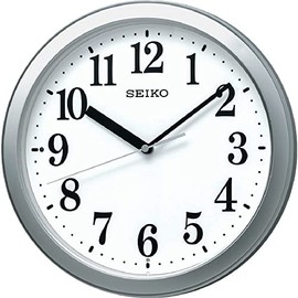 Seiko Clock KX256S Silver Metallic Wall Clock, Diameter 11.1 x 1.8 inches (28.0 x 4.6 cm), Radio Wave, Analog, Compact Size