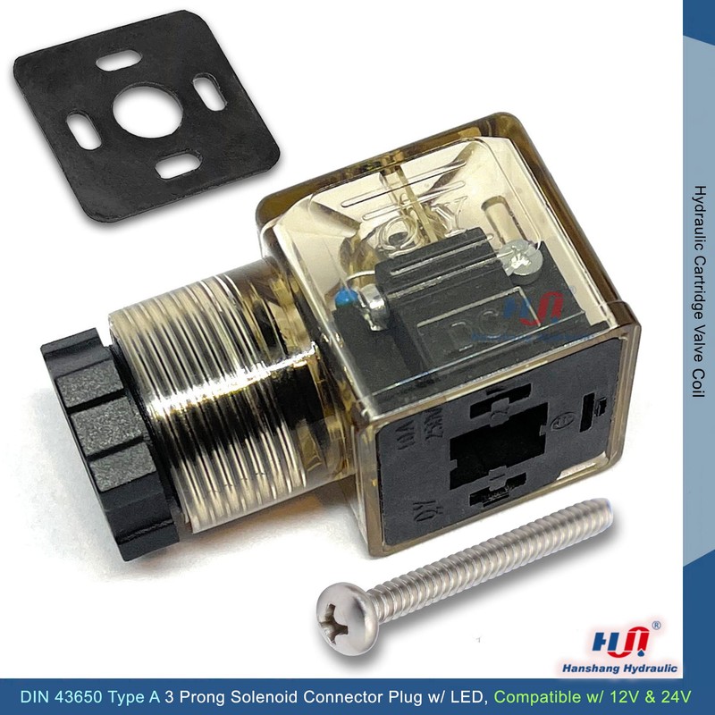 DIN 43650 Type-A (Form-A) 3 Prong Plug for Solenoid Valve