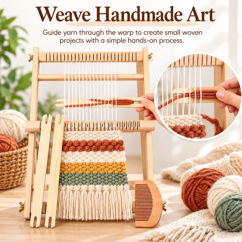 Wooden Weaving Loom for Tapestry Crafts – 19.68 x 15.35
