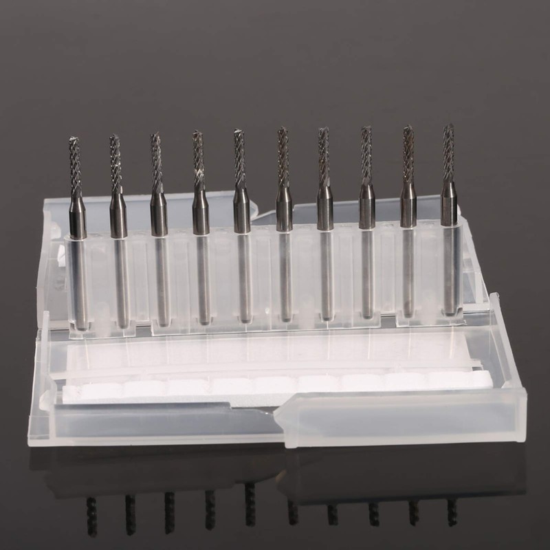 CYSFETENA Pack of 10 2 mm Carbide Milling Cutters, Silver