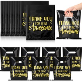 MotiMind 50 Pcs Thank You Gifts Bags Thank You for Being Awesome Merchandise Bags Employee Appreciation Bag with Handle for Retail Grocery Shopping Coworker 8" x 10"