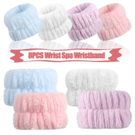 LOMIMOS 8PCS Wrist Spa Wristband, Absorbent Microfiber Wrist Wash Towel Band Sweatband Washband for Washing Face Women Girls Prevent Liquid from Spilling Down Your Arms