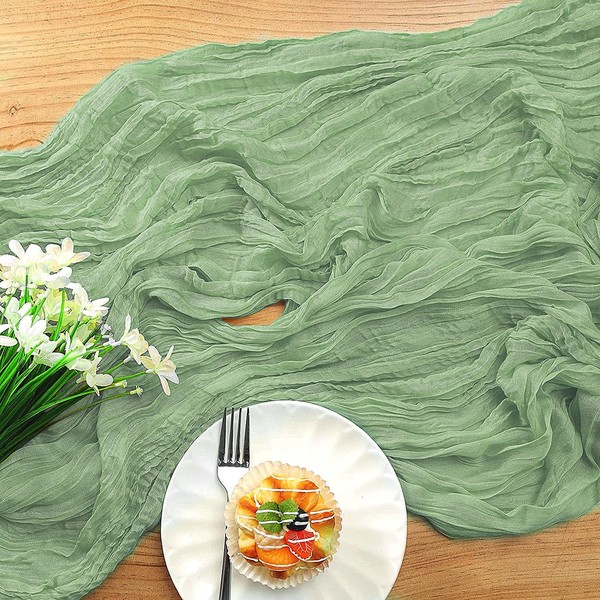 Table Runner Cheese Cloth Sage Green Table Runner Wedding Table