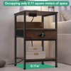 FURWOO bed side table with charging station 3-Tier Storage Industrial