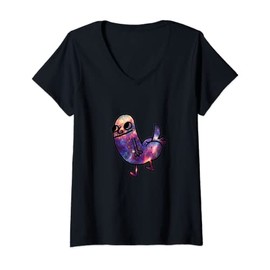 Women's Cosmic Galaxy Dickbutt T-Shirt | Dickbutt Dank Meme Shirt T-Shirt with V-Neck, black