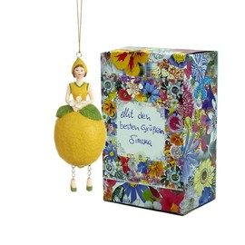 Fiebiger Floristik Flower Girl Lemon Girl Hanging Elf Decorative Figure Flower Fairy Figure Flower Figure Sculpture Flower Children in Gift Box