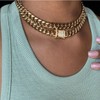 Vanesseva Chunky Gold Plated Chain Layered Necklace for Women CZ