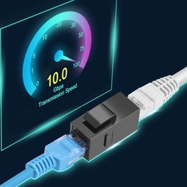 Rapink RJ45 Coupler Inline Keystone Jack, Female to Female RJ45 Keystone Coupler 25 Pack for Ethernet Cat6/Cat5e/Cat5 Cable Extender with Gold Plated Black