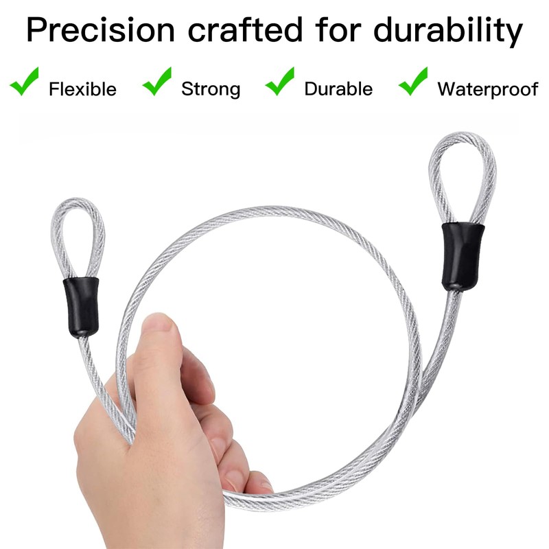 OFKP 4Pcs Cable Lock, Heavy Duty Grey Cable, 3MM Stainless