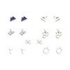 AMOR SPES 7 Pairs Cute Geometry Silver Plated Stud Earrings