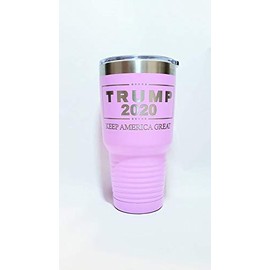 TRUMP 2020 Keep America Great - Engraved on 30 oz. Pink-Lavender Stainless Steel Vacuum Insulated Tumbler - Both Sides Engraved