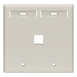 Leviton 1-Port Dual Gang QuickPort Wallplate with ID Windows, 42080-1TP, Light Almond