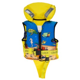 HonuNautic Solid Life Jacket for Children and Toddlers | Solid Vest | 100 N, CE ISO 12402-4 | Size 3 | for Children from 15 to 30 kg | Yellow Blue Pattern