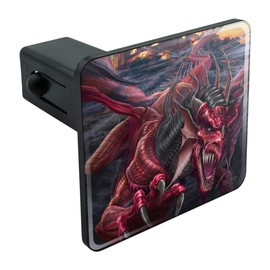 GRAPHICS & MORE Evil Red Dragon Burning Castle Night Fantasy Tow Trailer Hitch Cover Plug Insert