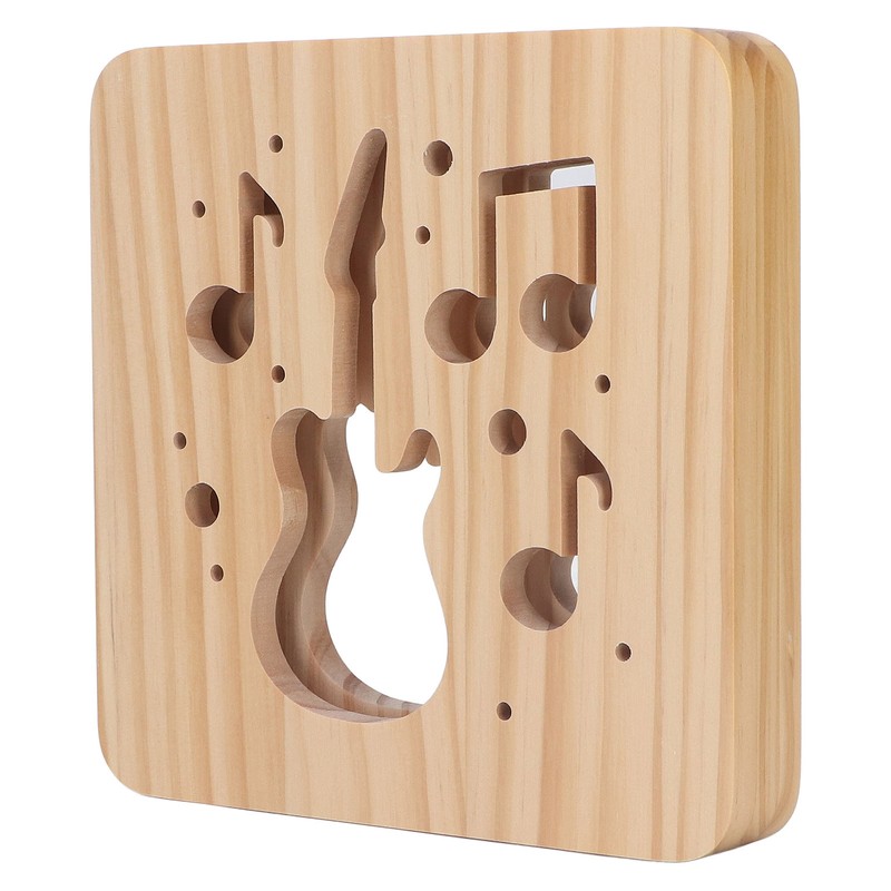 LED Night Light Unique Guitar Hollow Design 3D Wooden Night