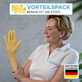 Arnomed Disposable Gloves, Yellow, S, 200 x Nitrile Gloves, Disposable (2 x 100 Pieces), Nitrile Gloves, Powder-Free, Rubber Gloves, Disposable, Protective Gloves, Nitrile Gloves in XS, S, M, L