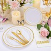 Supernal 102pcs White and Gold Plastic Plates Disaposable Heavy duty,