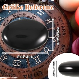 2.4 Inch Large Black Obsidian Natural Oval Healing Crystal Protective Stone Against Negative Energy Massage Spa Energy Stone for Home Decoration Aquarium Sink Decoration Necklace Pendant DIY Jewellery