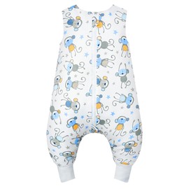 WYTbaby Baby Sleeping Bag With Legs 1.0 Tog, 100% Cotton Sleeveless Baby Sleep Sack Toddler Wearable Blanket For Boys And Girls, 70cm/6-18 months