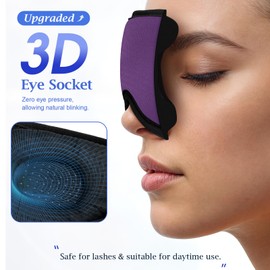 AHUIARGY 3D Ice Silk Sleep MaskZero Eye Pressure 3D Sleeping Mask, Ideal for Travel, Night Work, Napping, Side Sleeping and Office Use for Both Men and WomenViolet