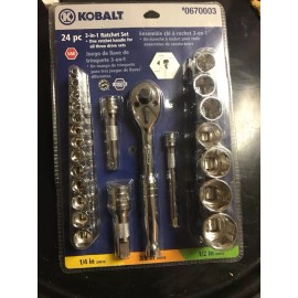 Kobalt 24 piece socket set english 5/32" to 1" 20 sockets