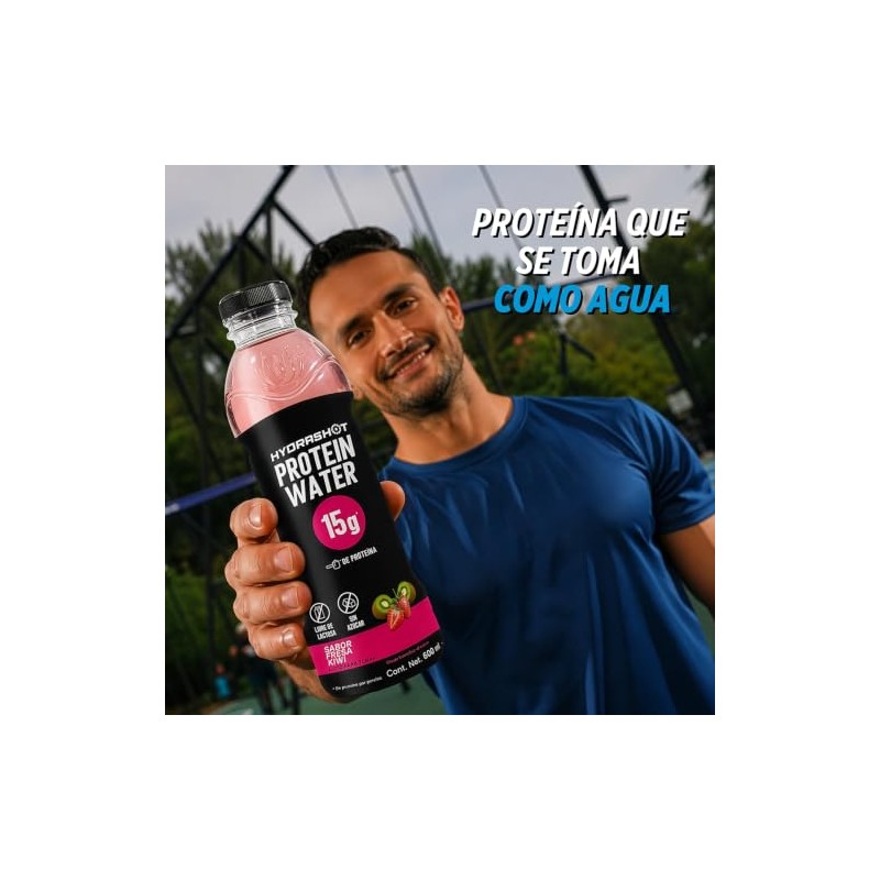 HydraShot Protein Water, Fresa Kiwi, 12 Pack