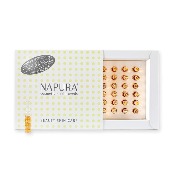 NAPURA Ampoules Detox Tea-Power, Hyaluronic Face Treatment | Care and Protection for Your Skin, Face Care for Dry Skin | 30 x 2 ml