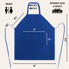 Gala Houseware Kitchen Bib Apron,Royal Blue Aprons pack of 2,Chef Aprons with Long Tie, for Adult Men and Women,