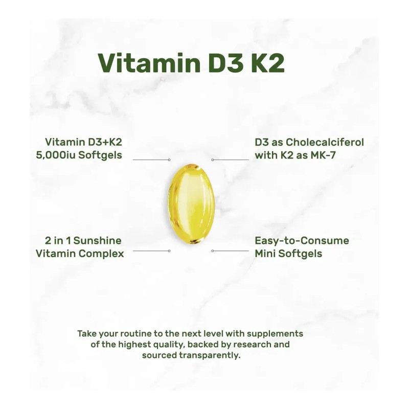 Vitamina D3 5000 Iu + K2 100 Mcg 250 Cápsulas