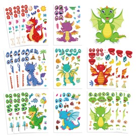 24 Dragon Stickers Make a Face Dragon Sticker Sheets Mix and Match for Kids Party Favors Supplies Birthday Gifts Make Your Own Stickers for Kids Teens Party Decoration