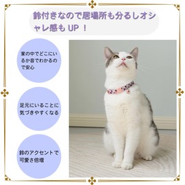 Kanpari Cat Collar with Safety Buckle with Bell for Cats, Lightweight, Adjustable, Dogs, Small Animals, Stylish, Cute, Safe, Kittens (Pink x Floral)