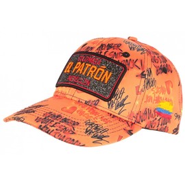 El Patron Baseball Cap Orange and Black Rhinestone Streetwear Colombia Medellin Baseball - Unisex Size 57, Orange, orange