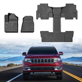 Mixsuper Floor Mats for Jeep Wagoneer/Grand Wagoneer 2022-2025, Trim Fit for 7/8 Passenger, All Weather Floor Liners Durable 3 Row Set Black
