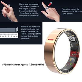 XUMIUZIY Smart Ring for Men Women, Fitness Tracker Ring with Gesture Control, IP68 Water Proo Step Counter Bluetooth Activity Tracker (7#)