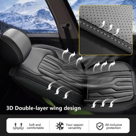 YORKNEIC Seat Covers Front Seats Fit for Subaru Outback 2010-2024 2025 Breathable Faux Leather Car Seat Covers Waterproof Car Seat Protectors with Airbag Compatible(2 Front Set, Black&Grey)