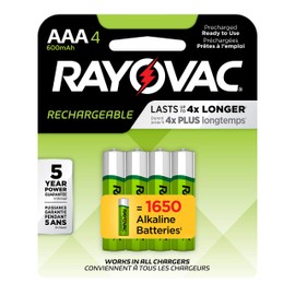 Rayovac Rechargeable AAA Batteries, 4 Count