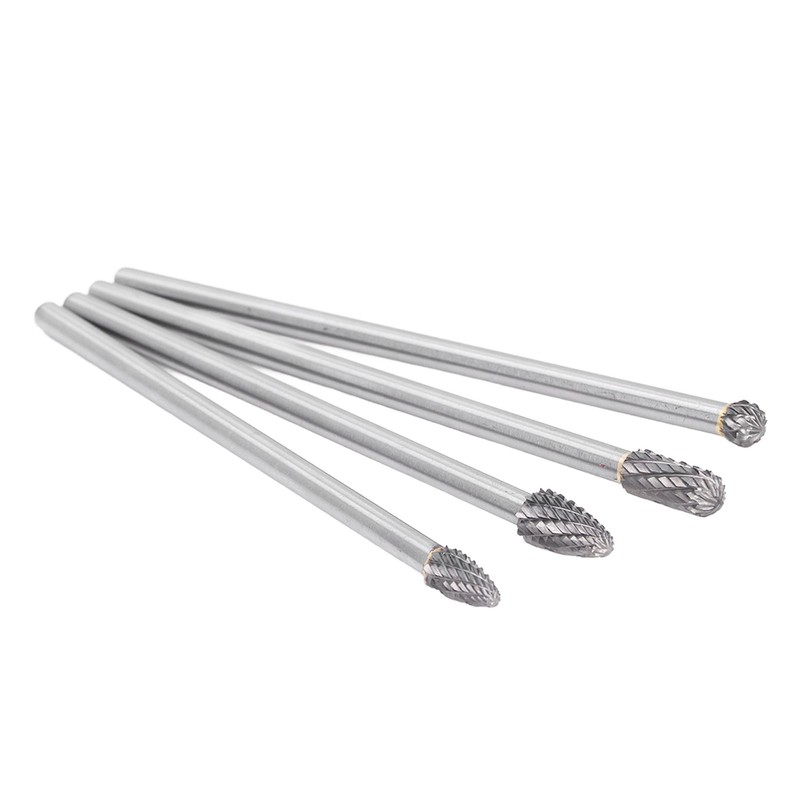 4Pcs Extended Carbide Rotating Burr Set 1/4in Shank Tungsten Steel