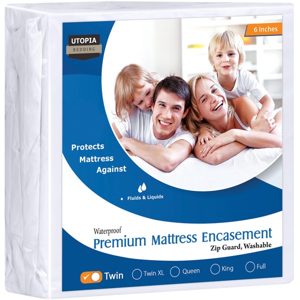 Utopia Bedding Premium Zippered Mattress Encasement (Fits 6 Inches Mattress,