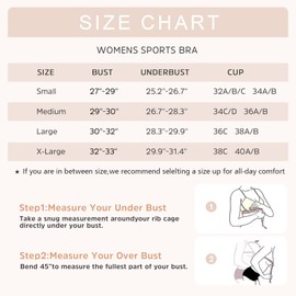 INIBUD Sports Bra for Women Push Up Strappy Workout Top Padded Deep V-Neck Triangle Bralettes with Support Gym Black+Brown Medium