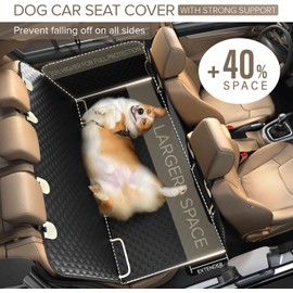 SHARLOVY Back Seat Extender for Dogs, Heavy Duty Dog Car Seat Cover for Back Seat and Aggressive Chewer, Large Hard Bottom Seat Cover for Dogs, Dog Hammock for Car, Travel Pet Bed for Car, SUV, Truck