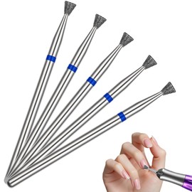 TIESOME 5 PCS Cuticle Clean Nail Drill Bit, Sanding Disc Nail Drill Bits for Acrylic Nails Safety Carbide Under Nail Cleaner Manicure Pedicure Supplies for Acrylic Gel Nails Home Salon & DIY