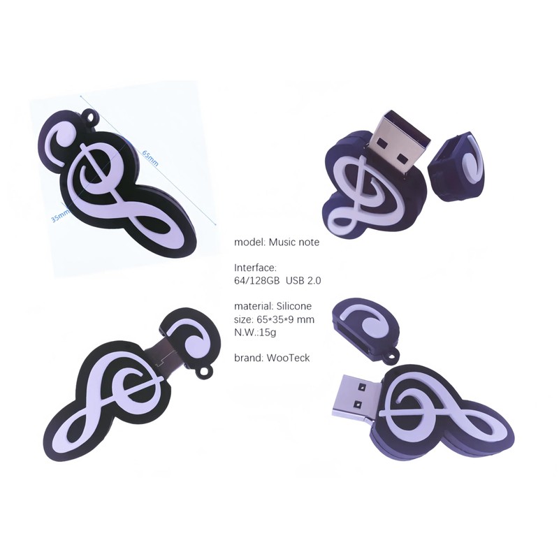 WooTeck 128GB Cartoon Lovely Music Note USB Falsh Drive Memory